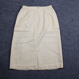 KC Whitney Skirt Womens Size 10 Cream 100% Wool Lined Pencil Midi Career Office